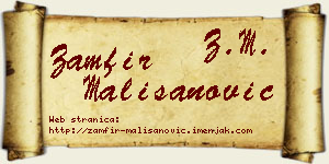 Zamfir Mališanović vizit kartica